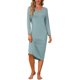 thumbnail image 2 of INSPIRE CHIC Vestido de Dormir de Punto Nube para Mujer con Cuello en V, Hombro Caído, Manga 3/4, Largo Midi con Tela Elástica M Azul Claro, 2 of 6