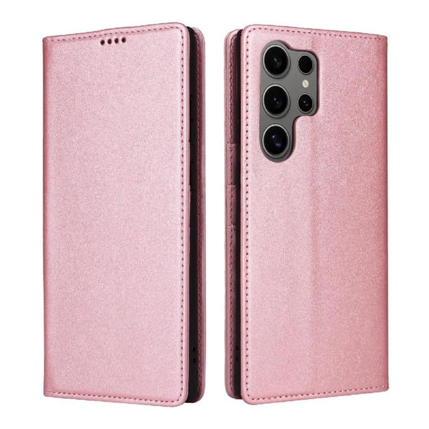 Funda Cartera para Samsung Galaxy S25 Ultra con Ranuras Tarjetas y Soporte - Protección Completa Oro rosa