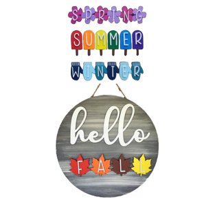 Magideal - Letrero De Puerta Intercambiable De Rústica Colgador De Puerta Colgador De Pared Primavera/Verano//Invierno Placas Colgante Para Porche