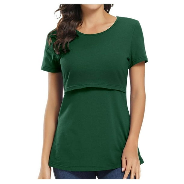 Polera Lactancia Maternidad Ana Manga Corta Verde verde L