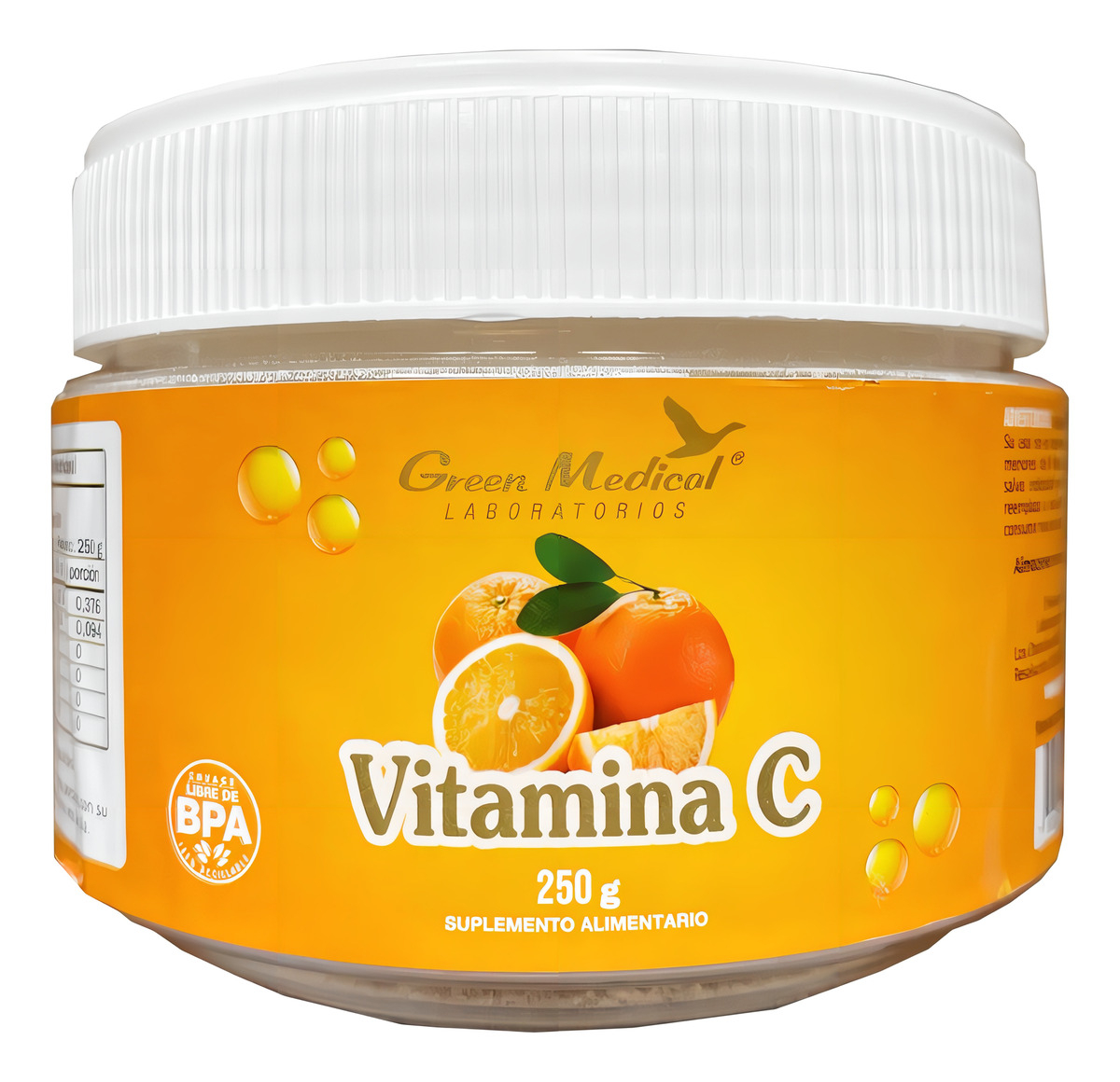 Vitamina C En Polvo 250Gr Green Medical Sabor Naranja