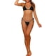 thumbnail image 2 of INSPIRE CHIC Conjunto de Bikini de Mujer con Lazo en el Cuello y Lados, Traje de Baño de Color Sólido con Copas Acolchadas Removibles y Tirantes Ajustables Grande Negro, 2 of 5