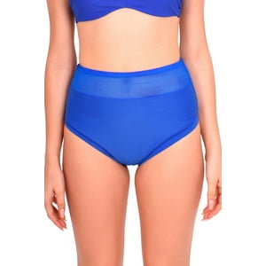 Samia - Bikini Calzón Pin Up Con Transparencia Azul S