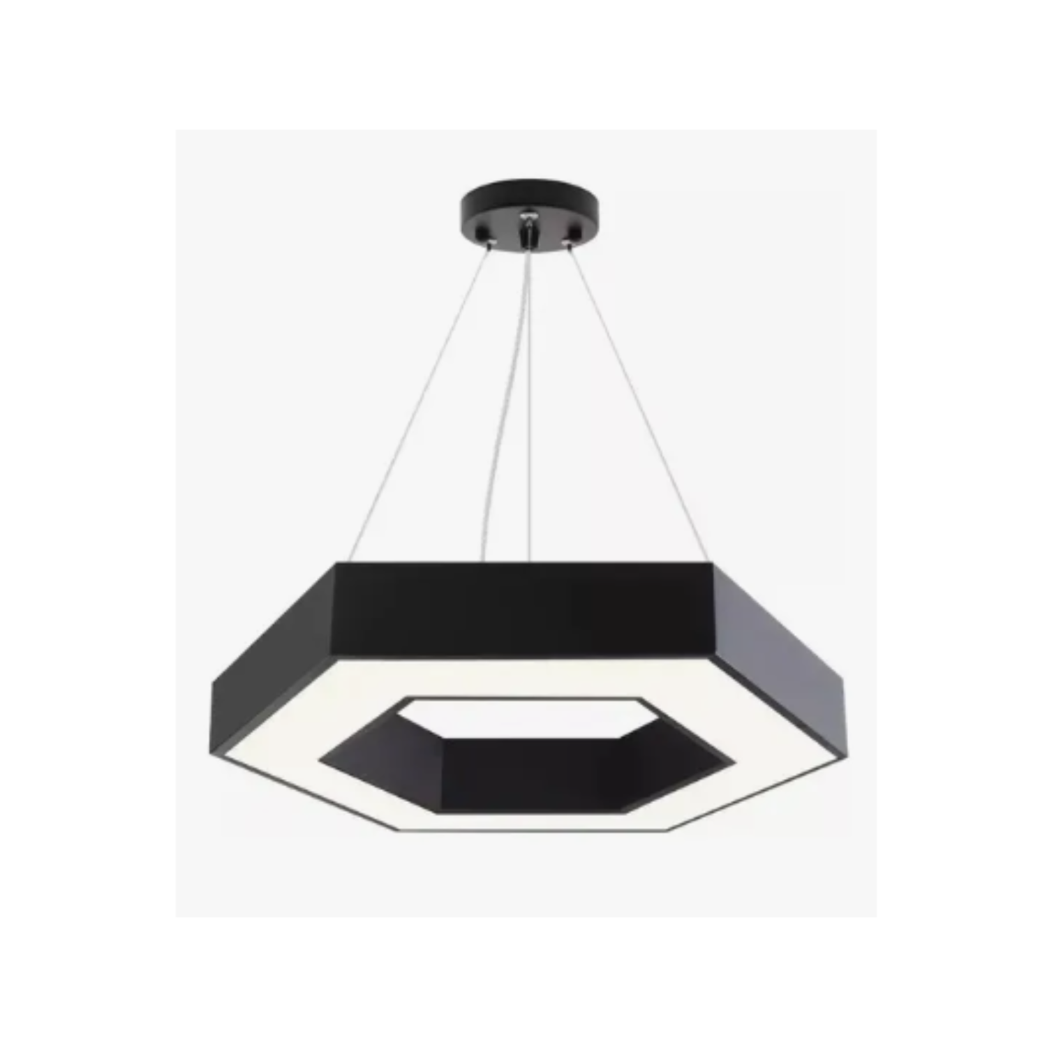 Genérico - Lámpara Led Colgante Hexágono Abierta 36w Luz Fría Estructura Negro