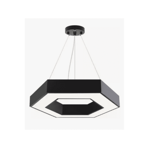 Lámpara Led Colgante Hexágono Abierta 36w Luz Fría Estructura Negro