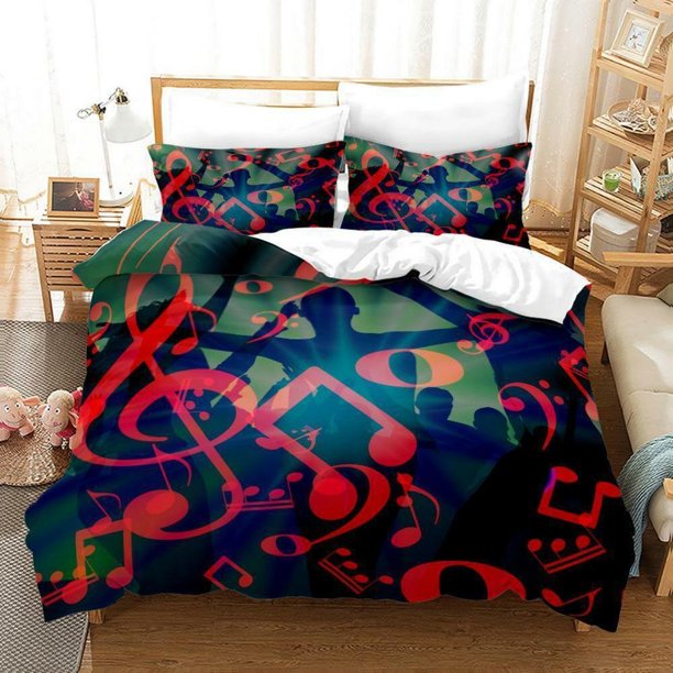 Music Piano Element Black White Quilt Duvet Cover Set Doona Cover Soft3-Piece Bedding Set