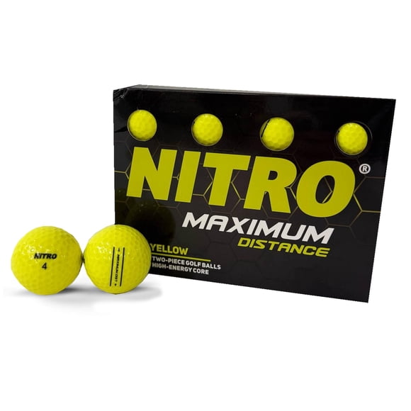 Pelotas de Golf Nitro 12PK Núcleo de Titanio 85 de Compresión Amarillas