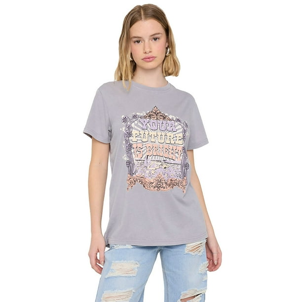 Polera Mujer Fun Oversize Gris Acid Wash Corona