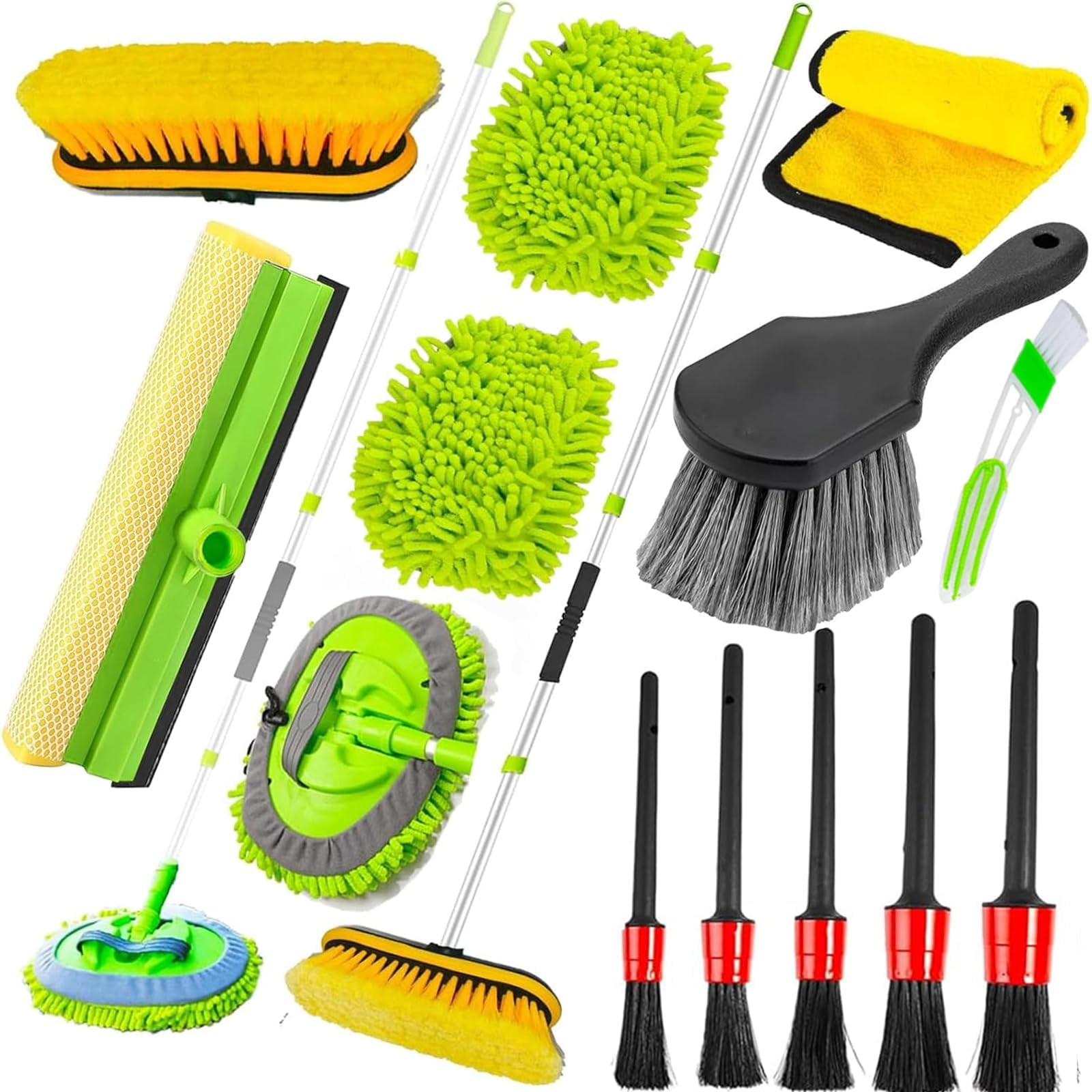 Kit De Cepillos De Lavado De Coches Dgheyqt De 62 Pulgadas Con Mango Largo Para Coche O Camión