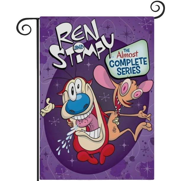 El Show de Ren y Stimpy-bandera de jardín temática. Regalo perfecto para fans, amigos y familiares, ideal para actividades al aire libre y decoración de fiestas.28CM*45CM