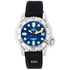 Reloj Ratio Freediver Professional Zafiro Esfera Azul Sunray Automático Rtf019 500M Para Hombre