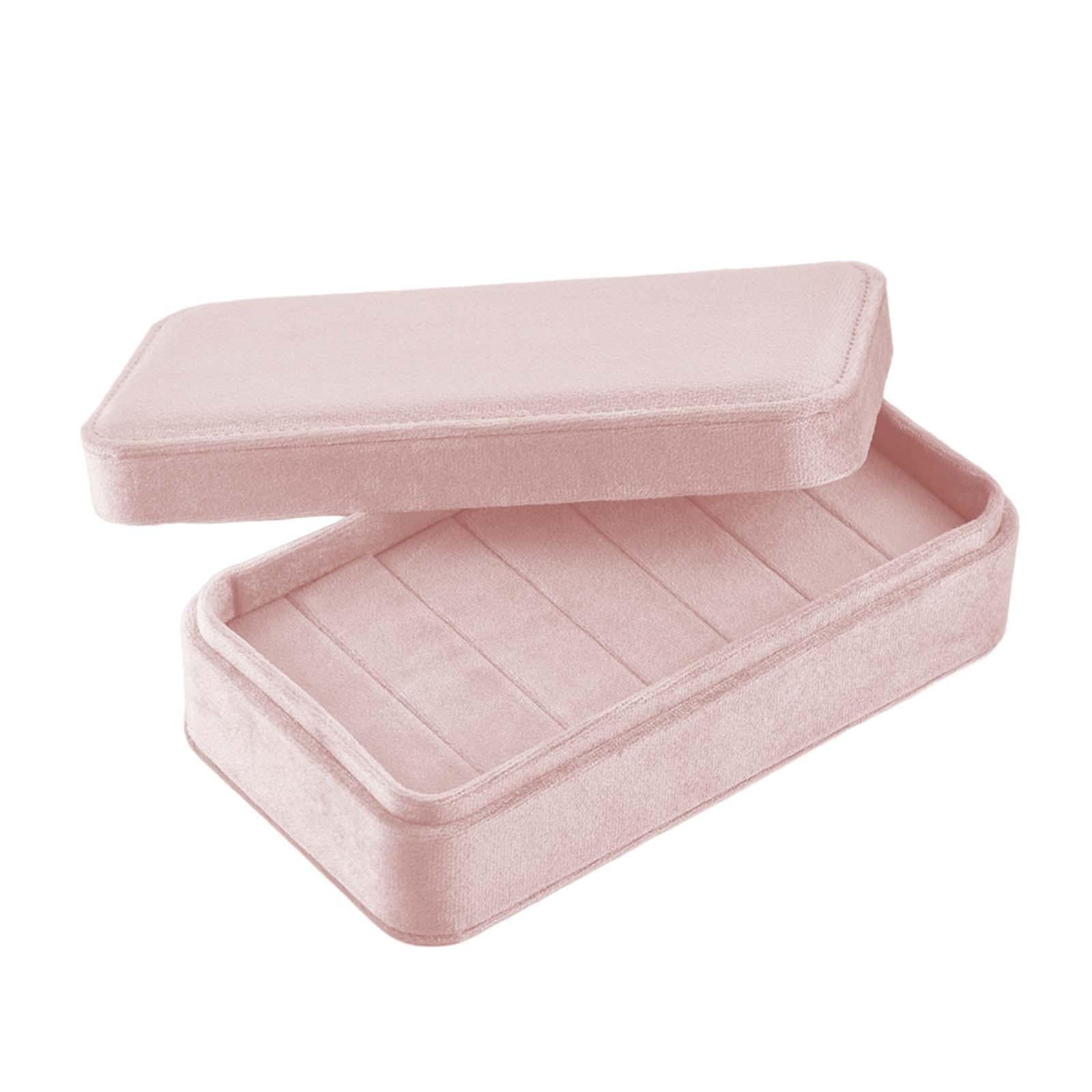 Magideal - Anillos De Terciopelo Estuche Con Tapa Organizador Contenedor Pendientes Joyero Para Mesas De Vestir Gabinetes Cajón Espárragos Pendiente Anillos Múlt , Rosa, 18cmx10cmx5cm