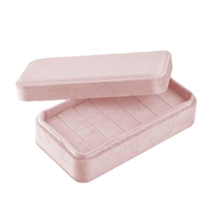 Magideal - Anillos De Terciopelo Estuche Con Tapa Organizador Contenedor Pendientes Joyero Para Mesas De Vestir Gabinetes Cajón Espárragos Pendiente Anillos Múlt , Rosa, 18Cmx10Cmx5Cm