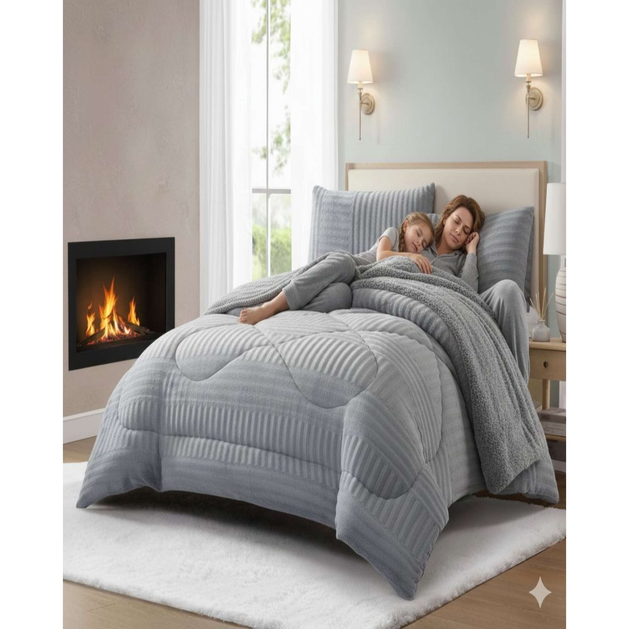 Mylhogar - Plumón King Sherpa Chiporro Invierno Extra Suave Premium