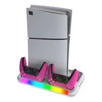 Base Carga Y Refrigeracion Dobe Luces Rgb Para Ps5 Slim/Fat/Pro Blanco