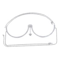 Ioensy - Soporte Para El Pecho Con Diamantes De Imitación Brillantes, Cadena Para Sujetador, Joyería Para El Cuerpo, Discoteca, Fiesta En La Playa, Plata
