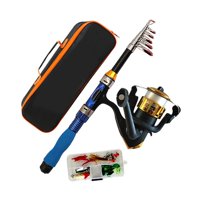 Magideal - Caña De Pescar Para Niños Y Caja De Aparejos Caña De Pescar Para Niños Equipo Versátil Ligero Vara Azul