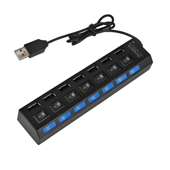 Hub USB 2.0 de 7 Puertos con Switch Individual y Luz LED