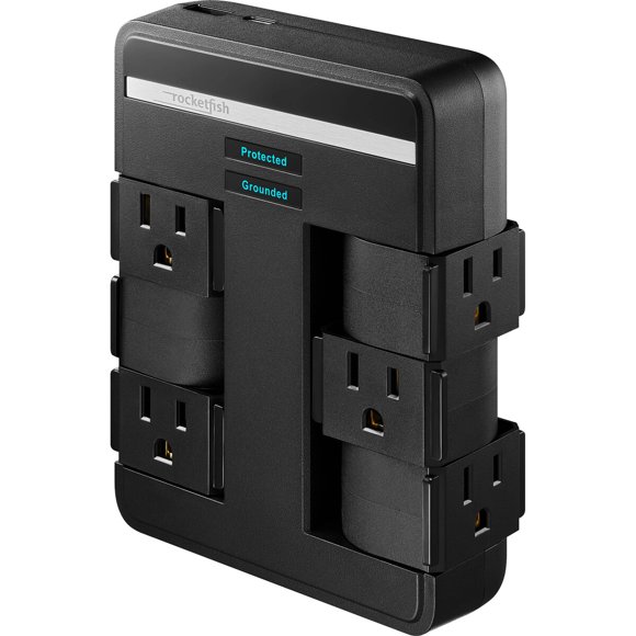Protector Rocketfish RFHTS2624 de 6 Tomas con USB y USB-C, 2100 J