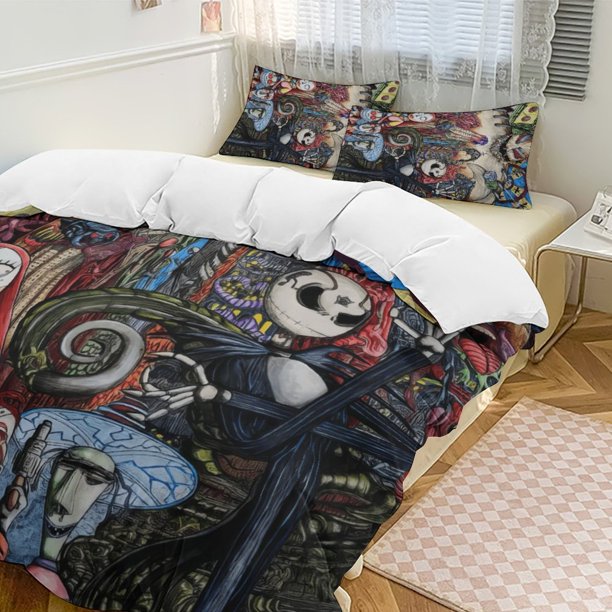 Abstrack The Nightmare Before Christmas Comforter Set Soft 3 Pcs Twin Bedding Sets Thicken for All Season