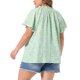 thumbnail image 3 of Agnes Orinda Blusa de Verano Casual Elegante para Mujer de Talla Grande con Estampado Floral, Cuello en V con Volantes, Manga Corta, Talla 3X, Verde, 3 of 6