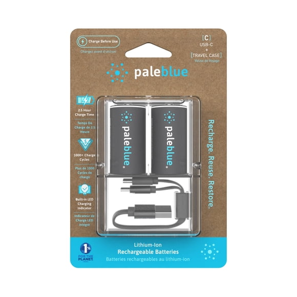 Pilas de litio Pale Blue C, 3700 mAh, recargables, paquete de 2