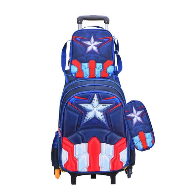 School Troilley Bag Set for boys School Trolley Backpack Set Lunch Bag School Wheeled Backpack for boys School Bookbag Rucksacks