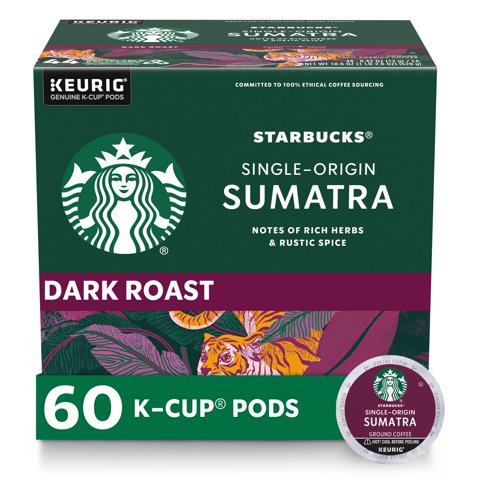 Cápsulas De Café Starbucks Sumatra Tostado Oscuro 60 K-Cups
