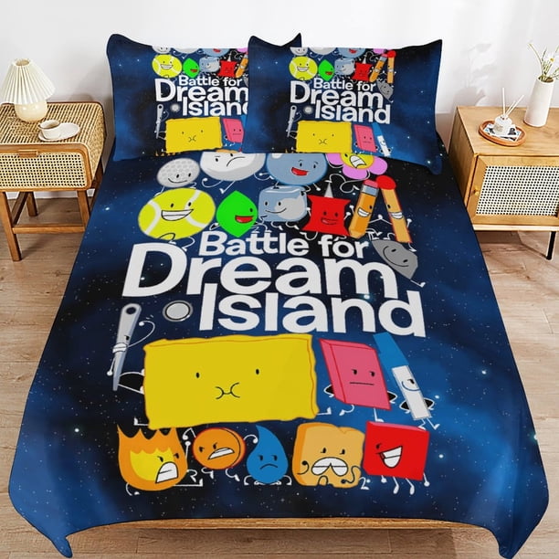 x572 Battle for Dream Island BFDI Bed Duvet Cover Microfiber Bedding Sets 3D Printed Lightweight 3 Piece Comforter Sets, 1 Duvet Cover And 2 Pillow Shams for Kids Boys Girls 90"x90" jn572