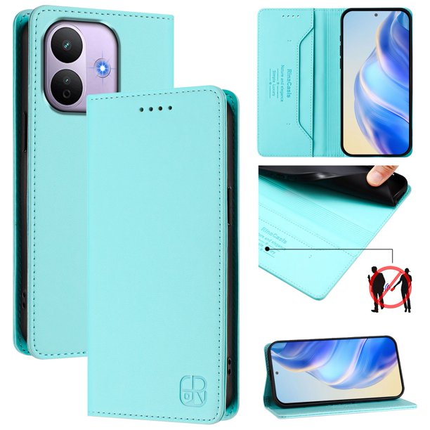 Funda Billetera con Soporte para Xiaomi Redmi Note 17 Pro 5G Bloqueo RFID Plegable Verde menta