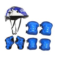 Ioensy - Casco De Bicicleta Para Niños Combinación De Paso De Impacto De Engranaje De La Resistencia Del Rodillo Del Rodillo Del Rodillo Azul Azul