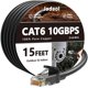 thumbnail image 1 of Cable Ethernet Jadaol Cat 6 de 15 pies para exterior/interior, 10 Gbps, negro, 1 of 7