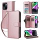 thumbnail image 1 of Funda Cartera con Cremallera y Correa para iPhone 14 Soporte y Tarjetero Oro rosa, 1 of 6