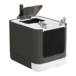 Mundo Online - Arenero Cerrado Con Bandeja 2 Puertas, Baño Gatos Luz Y Pala Blanco