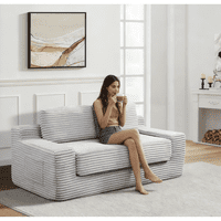 M&Ms - Corduroy Cloud Double Sofa, 2-In-1 Convertible Sofa Bed, Comfortable Boneless Double Sofa, Suitable For Living Room, Apartment, Small Space Grey