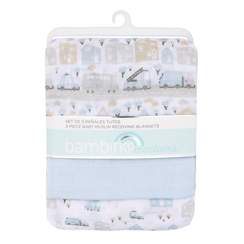 Bambino - Set 3 Pañales Tuto Celeste Transportes Niño