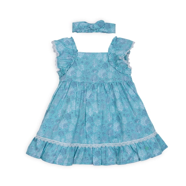 Vestido Bebé Niña con Cintillo Estampado Aqua Pillin
