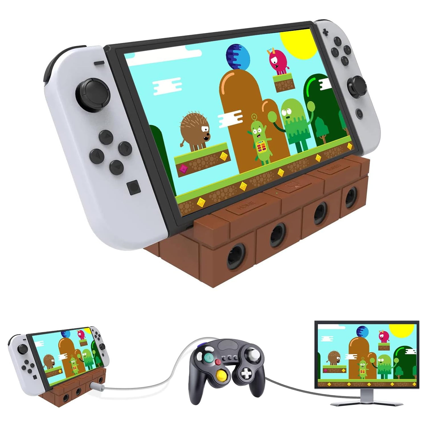 Genérico - Dock De Tv Multifuncional Con Adaptador De Controlador De Juego Para Ngc, Y Ranura Para Cartuchos De Juego, Base De Carga Para Switch/switch Oled