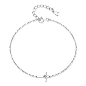 Pulsera Heshpaws S925 Sterling Silver Cross Ajustable Plata