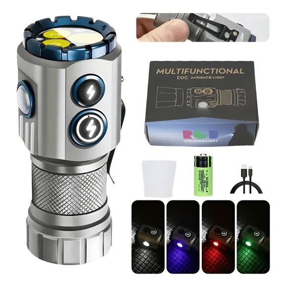 Mini Linterna Con Rbg Led Con Clip Magnético 2000lm