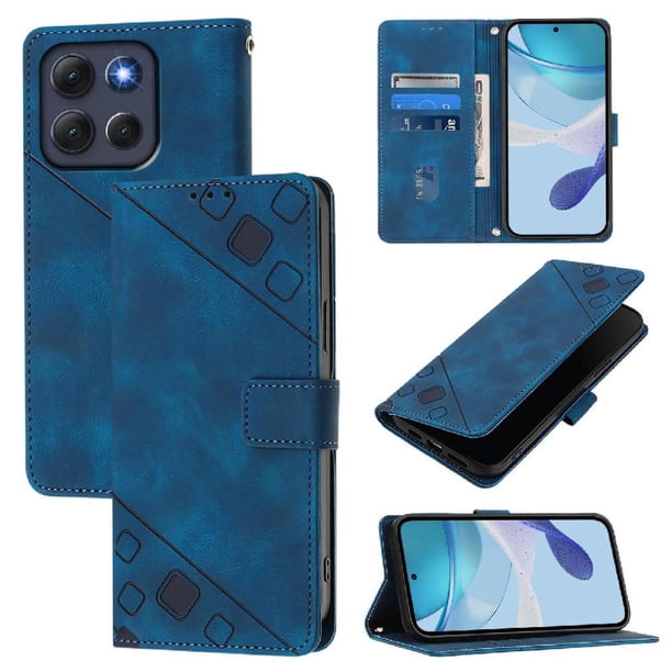 Funda Cartera para Motorola Moto G86 con Soporte y Ranuras, Resistente a Golpes y Rayones Azul