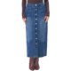 thumbnail image 1 of INSPIRE CHIC Falda de Mezclilla para Mujer de Largo Medio con Botones en Línea H Larga en Azul M, 1 of 6