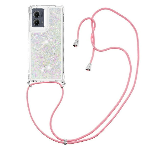 Funda FOXDOCK para Motorola Edge 2024 5G con Cuerda Ajustable, Brillo Líquido, Protección Antigolpes y Lente – Ideal para Regalo