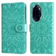 thumbnail image 1 of Funda tipo cartera FOXDOCK para Honor 100 Pro , diseño girasol en relieve, cuero PU, cierre magnético, soporte y tarjetero, 1 of 5