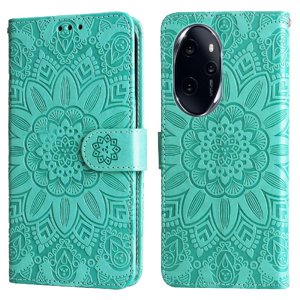 Funda Tipo Cartera Foxdock Para Honor 100 Pro , Diseño Girasol En Relieve, Cuero Pu, Cierre Magnético, Soporte Y Tarjetero