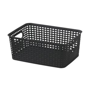 Bothyi - Cesta Tejida Con Asas, Cesta De Almacenamiento Portátil Para Cocina, Dormitorio, Oficina, Color Negro