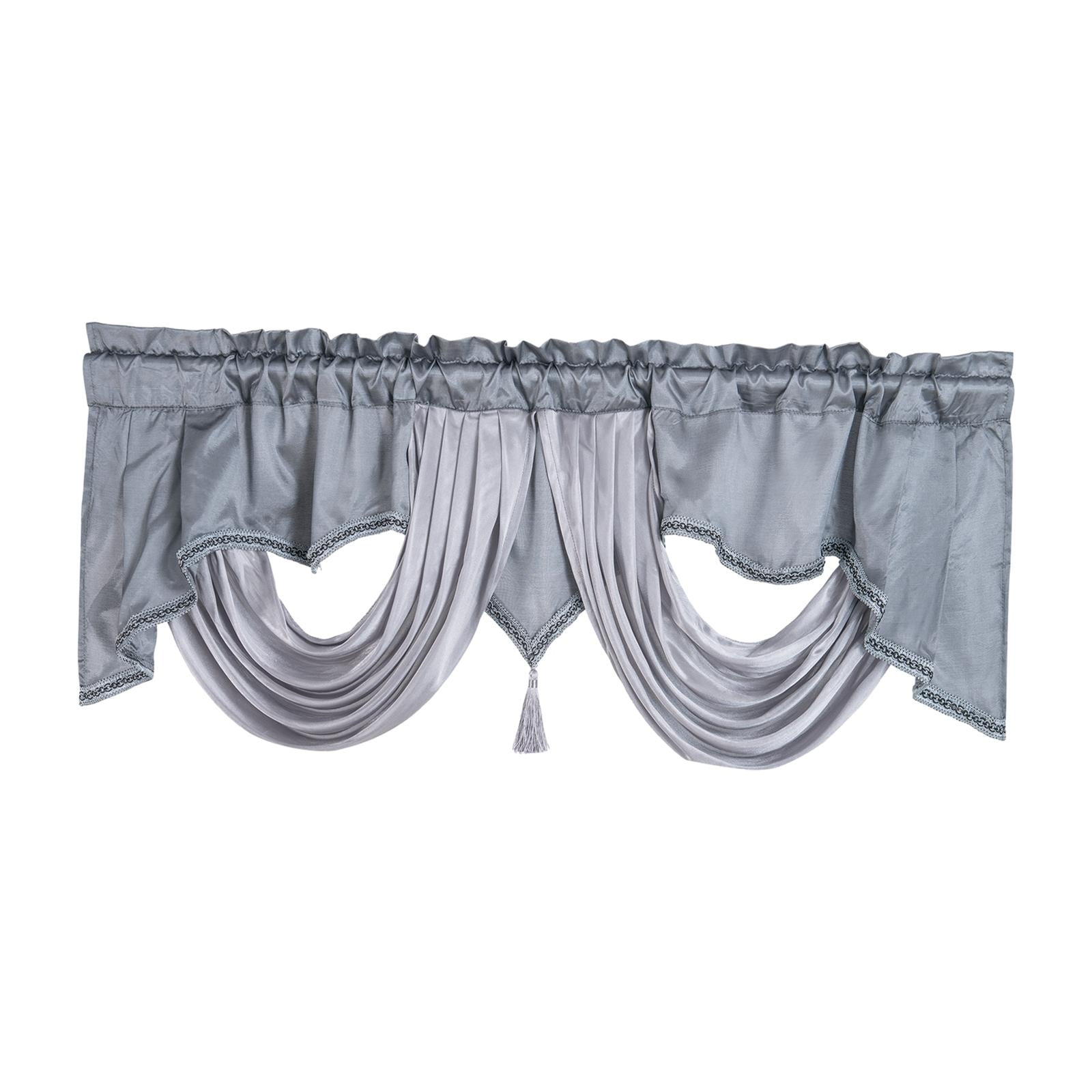 Magideal - Cenefa De Bolsillo Para Barra De Cortina Corta, Cortina Rústica Para Ventana Pequeña, Niveles De Ventana, Cenefa Festoneada, Tratamientos De Ventana Gris