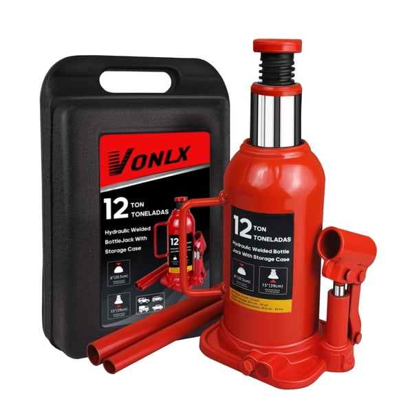 Botella hidráulica Jack VONLX Torin de 12 toneladas, capacidad 20-38 cm