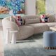 thumbnail image 2 of Puf TOV Furniture Dex en tela reciclada azul deslavado, 2 of 6