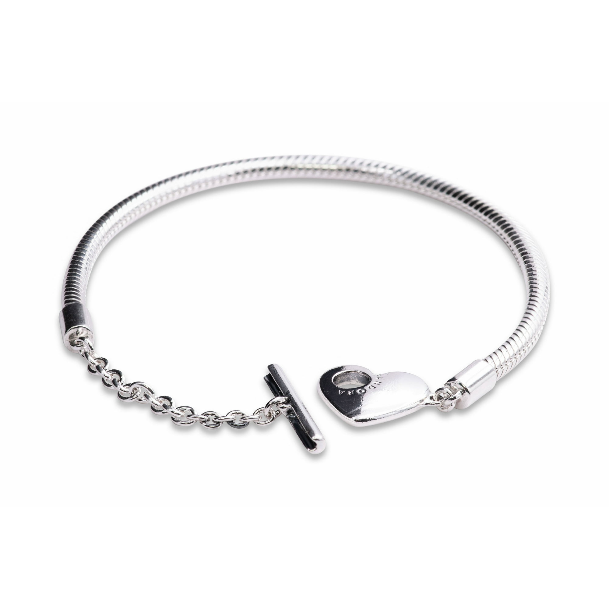 Pulsera Pandora Moments Cadena Serpiente Con Barra En T Corazón Plata